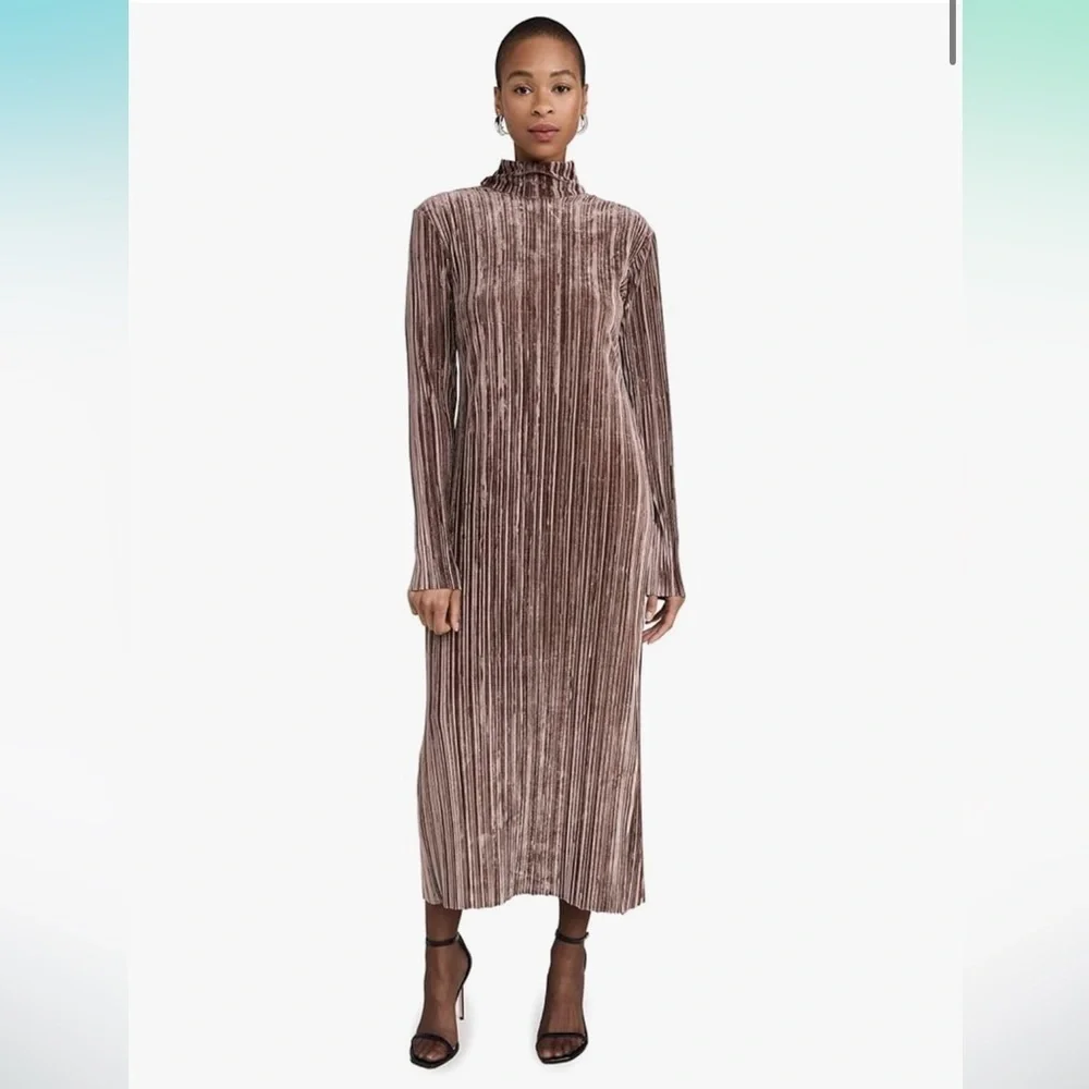 Sabina Musayev Women’s Lattice Velour Turtleneck  Dress - Picture 2 of 14